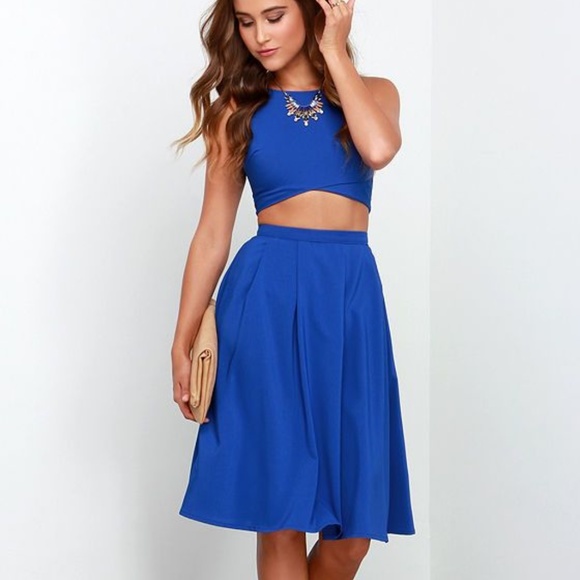 Lulus Dresses & Skirts - Lulu's Nifty Fifty Royal Blue Two Piece Dress